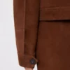 Giacca squadrata in pelle scamosciata, color cioccolato