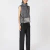 Gilet imbottito idrorepellente in cashmere e tela, grigio medio Gilet imbottito idrorepellente in cashmere e tela, grigio medio