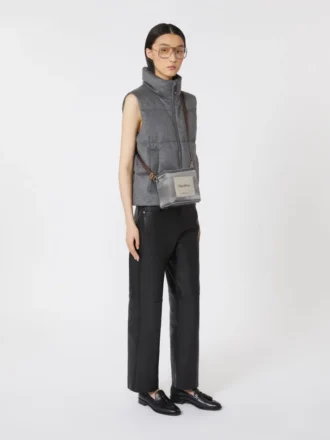 Gilet imbottito idrorepellente in cashmere e tela, grigio medio