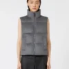 Gilet imbottito idrorepellente in cashmere e tela, grigio medio Gilet imbottito idrorepellente in cashmere e tela, grigio medio