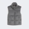 Gilet imbottito idrorepellente in cashmere e tela, grigio medio Gilet imbottito idrorepellente in cashmere e tela, grigio medio