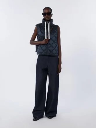 Gilet imbottito in tela di nylon idrorepellente, blu notte