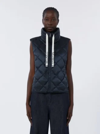 Gilet imbottito in tela di nylon idrorepellente, blu notte