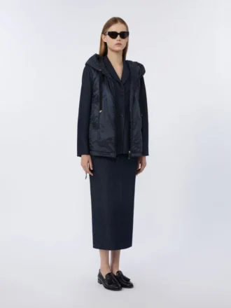 Gilet imbottito in tela idrorepellente con cappuccio, blu notte