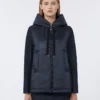 Gilet imbottito in tela idrorepellente con cappuccio, blu notte Gilet imbottito in tela idrorepellente con cappuccio, blu notte