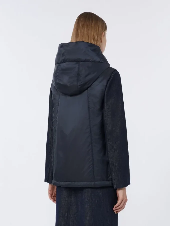 Gilet imbottito in tela idrorepellente con cappuccio, blu notte Gilet imbottito in tela idrorepellente con cappuccio, blu notte