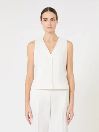 Gilet in crêpe di lana, bianco