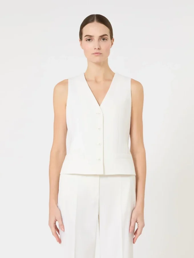 Gilet in crêpe di lana, bianco Gilet in crêpe di lana, bianco