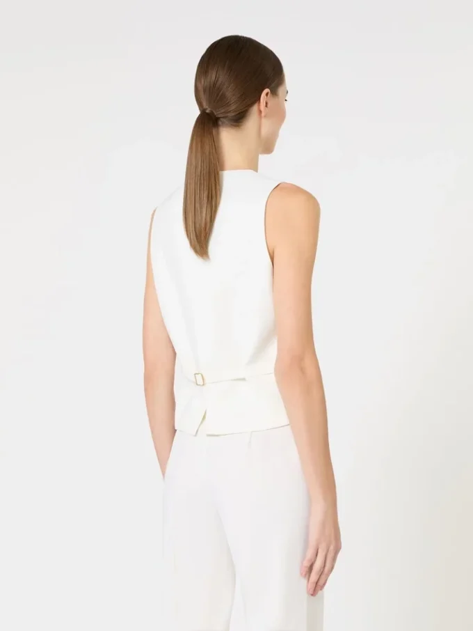 Gilet in crêpe di lana, bianco Gilet in crêpe di lana, bianco