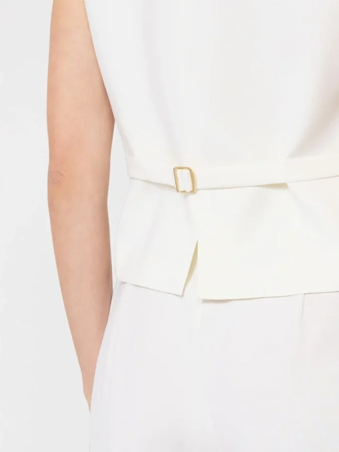 Gilet in crêpe di lana, bianco Gilet in crêpe di lana, bianco