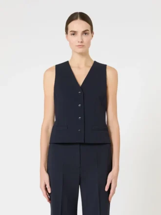 Gilet in crêpe di lana, blu navy