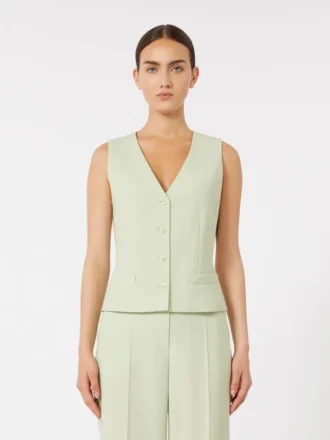 Gilet in crêpe di lana, verde
