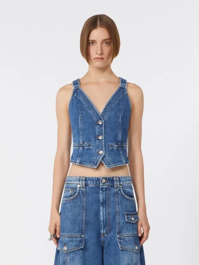 Gilet in denim slim fit, blu notte Gilet in denim slim fit, blu notte