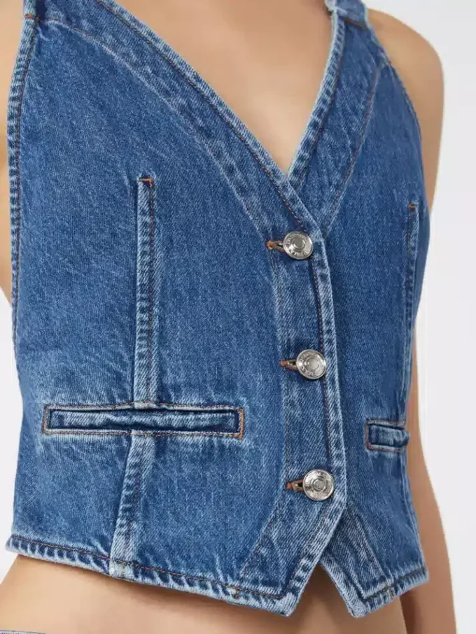 Gilet in denim slim fit, blu notte Gilet in denim slim fit, blu notte