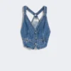 Gilet in denim slim fit, blu notte Gilet in denim slim fit, blu notte