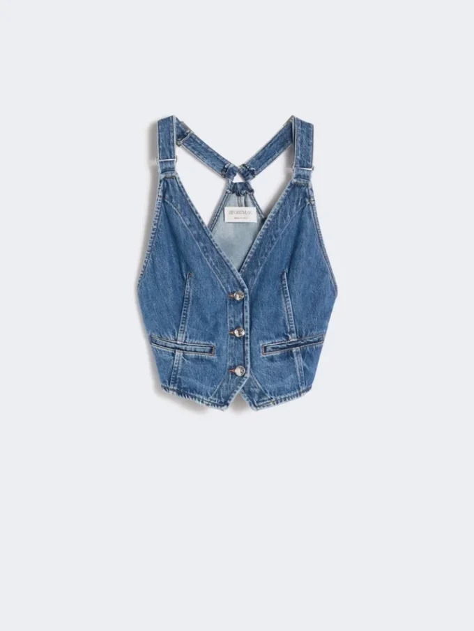 Gilet in denim slim fit, blu notte Gilet in denim slim fit, blu notte