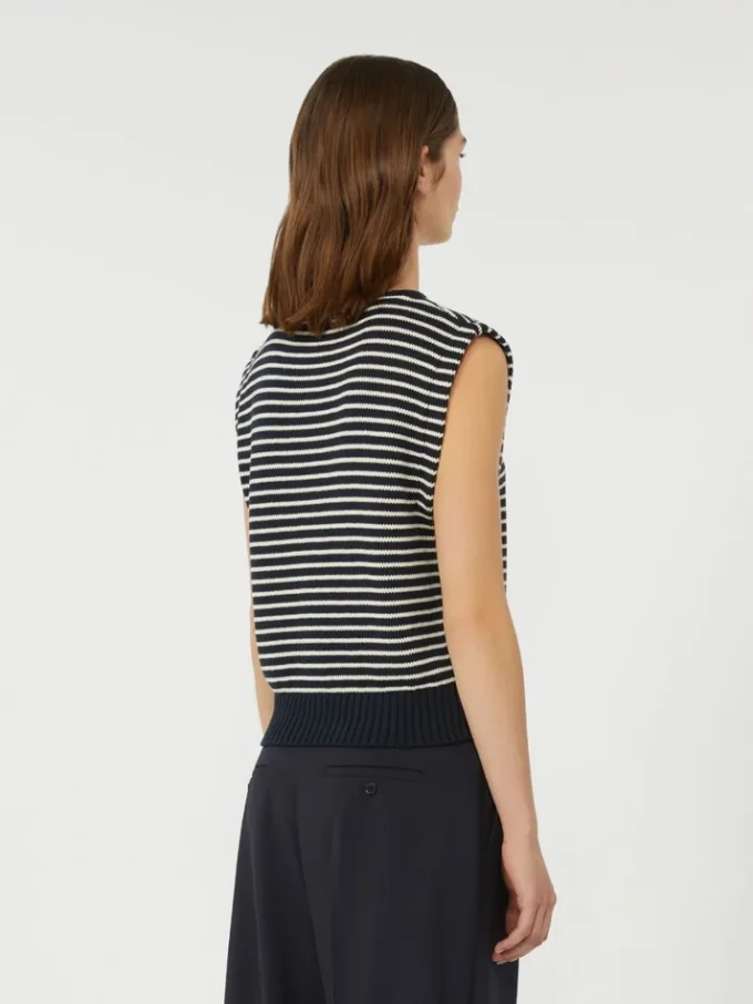Gilet in filato di cotone, blu navy Gilet in filato di cotone, blu navy