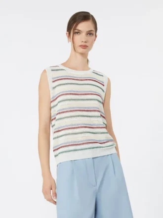 Gilet in filato di lino, multicolore