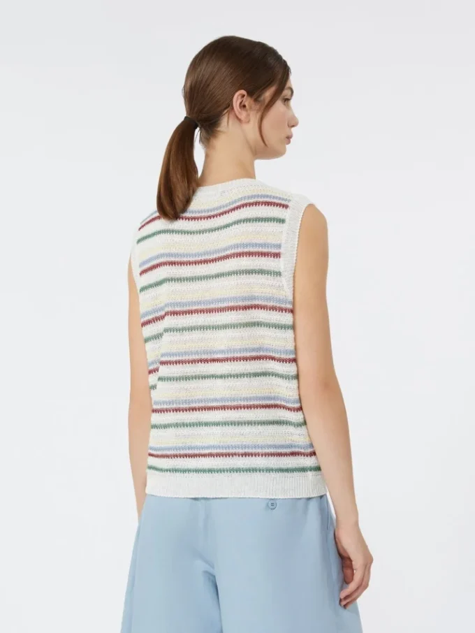 Gilet in filato di lino, multicolore Gilet in filato di lino, multicolore