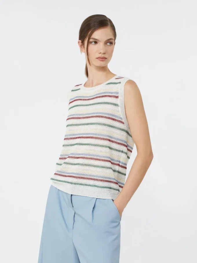 Gilet in filato di lino, multicolore Gilet in filato di lino, multicolore