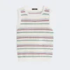 Gilet in filato di lino, multicolore Gilet in filato di lino, multicolore