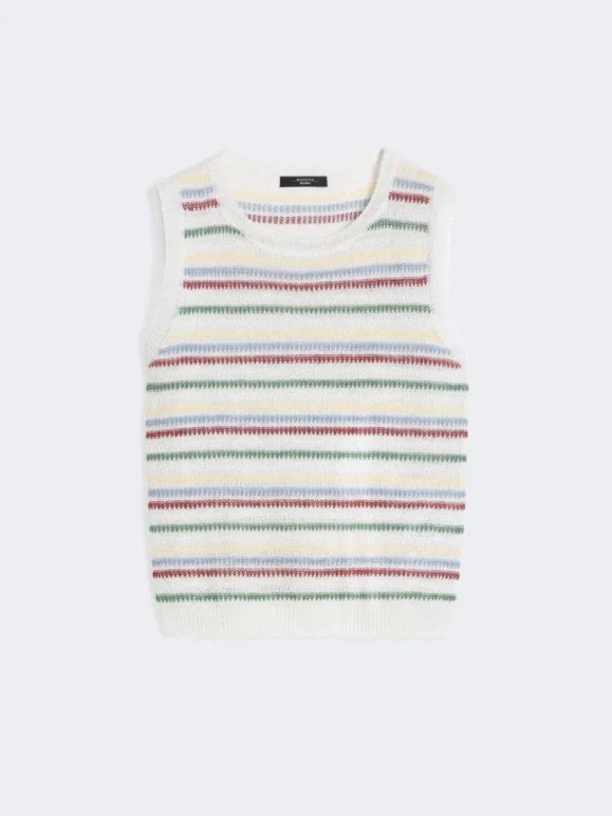 Gilet in filato di lino, multicolore Gilet in filato di lino, multicolore