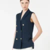 Gilet in lino a trama intrecciata, blu notte Gilet in lino a trama intrecciata, blu notte