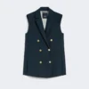 Gilet in lino a trama intrecciata, blu notte Gilet in lino a trama intrecciata, blu notte