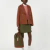 Giacca in pelle scamosciata a doppio petto, color terracotta
