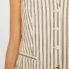 Gilet in tela di cotone e seta a righe, beige Gilet in tela di cotone e seta a righe, beige