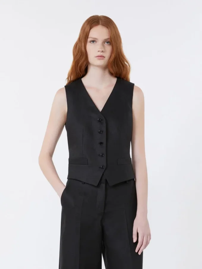 Gilet in tela di lino, nero Gilet in tela di lino, nero