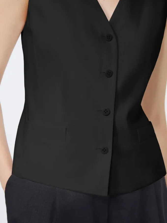 Gilet in tela di lino, nero Gilet in tela di lino, nero
