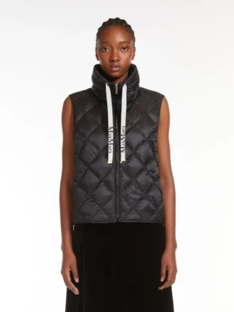 Gilet in tela di nylon idrorepellente, nero
