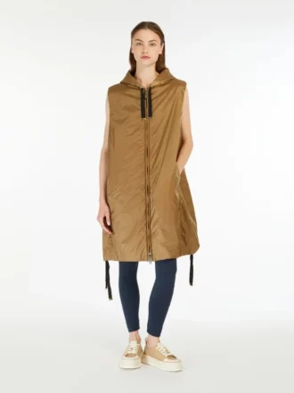 Gilet in tela idrorepellente, color caramello