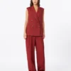 Gilet in twill di lino, rosso mattone Gilet in twill di lino, rosso mattone