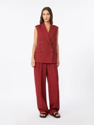 Gilet in twill di lino, rosso mattone