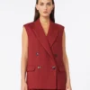 Gilet in twill di lino, rosso mattone Gilet in twill di lino, rosso mattone