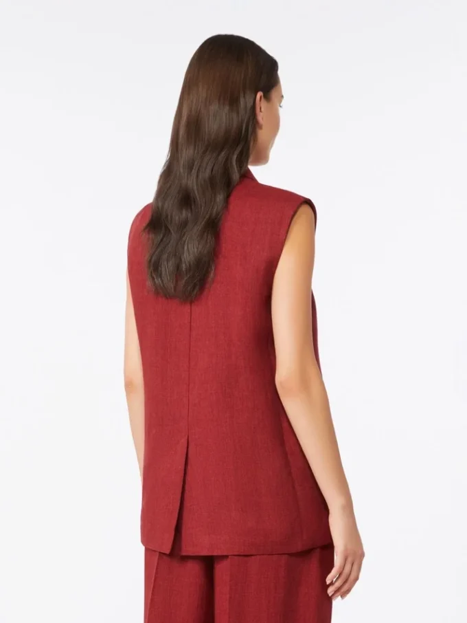 Gilet in twill di lino, rosso mattone Gilet in twill di lino, rosso mattone