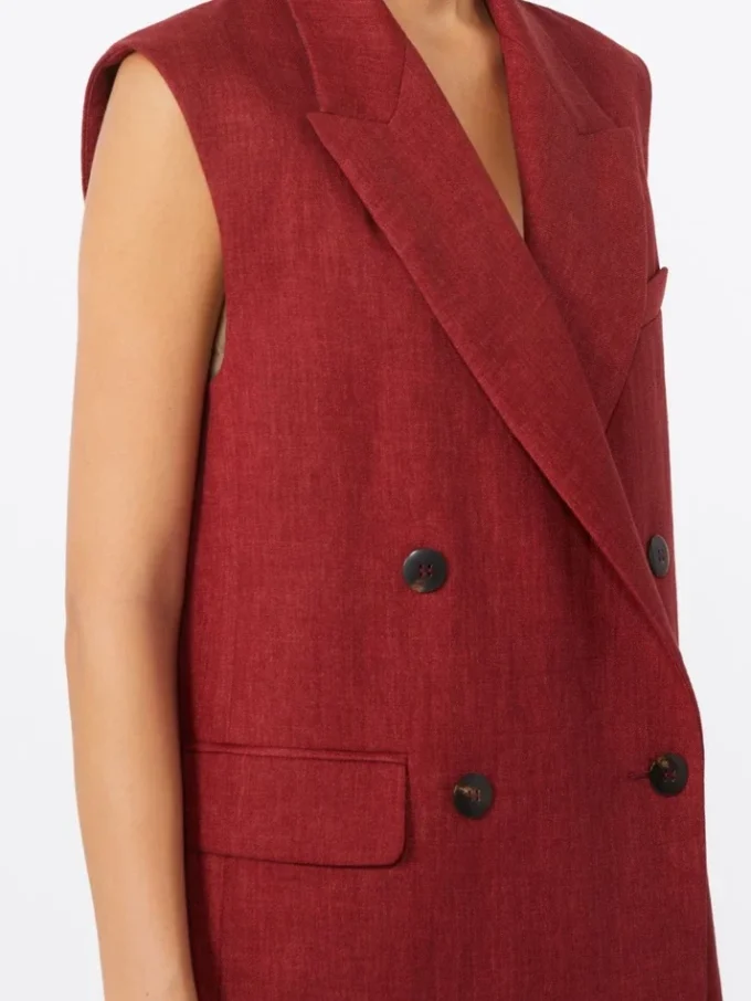 Gilet in twill di lino, rosso mattone Gilet in twill di lino, rosso mattone