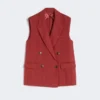 Gilet in twill di lino, rosso mattone Gilet in twill di lino, rosso mattone