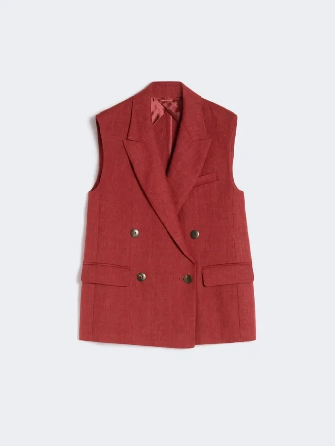 Gilet in twill di lino, rosso mattone Gilet in twill di lino, rosso mattone