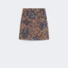 Gonna corta in cotone elasticizzato stampato, color tabacco Gonna corta in cotone elasticizzato stampato, color tabacco