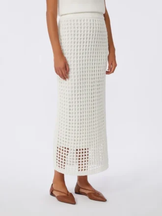 Gonna in cotone a rete, bianco ottico