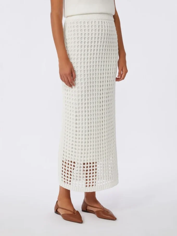 Gonna in cotone a rete, bianco ottico