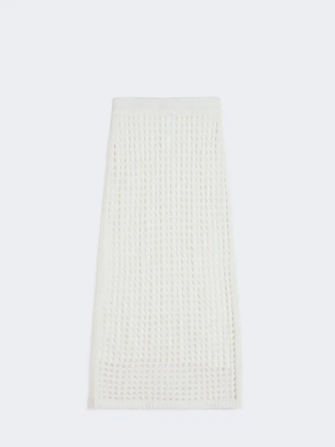 Gonna in cotone a rete, bianco ottico