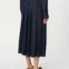Gonna in denim a pieghe, blu navy