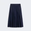 Gonna in denim a pieghe, blu navy