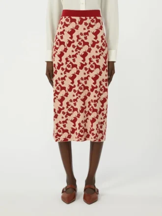 Gonna in filato jacquard, rossa