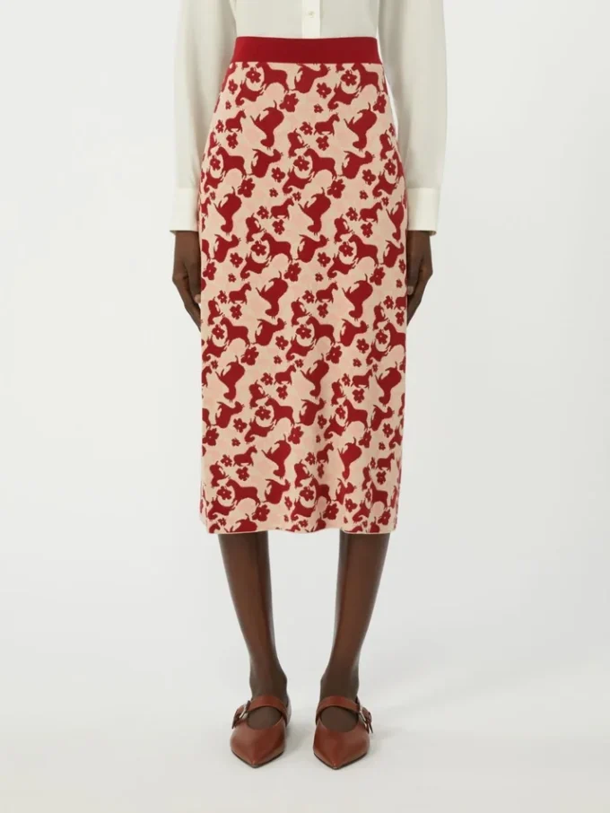 Gonna in filato jacquard, rossa Gonna in filato jacquard, rossa