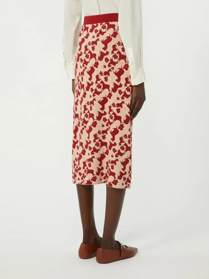 Gonna in filato jacquard, rossa Gonna in filato jacquard, rossa